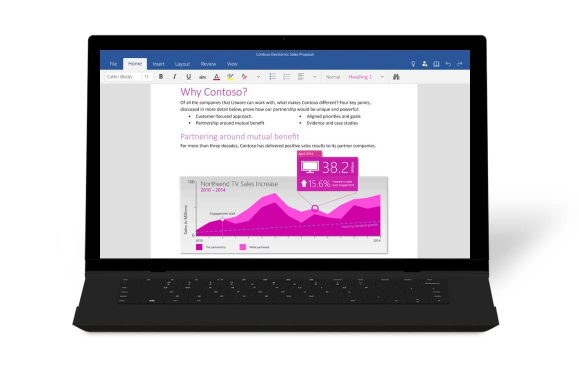 Office 2016 on Windows 10 Laptop