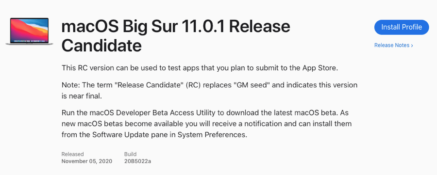 macOS 11.0.1 Big Sur Release Candidate