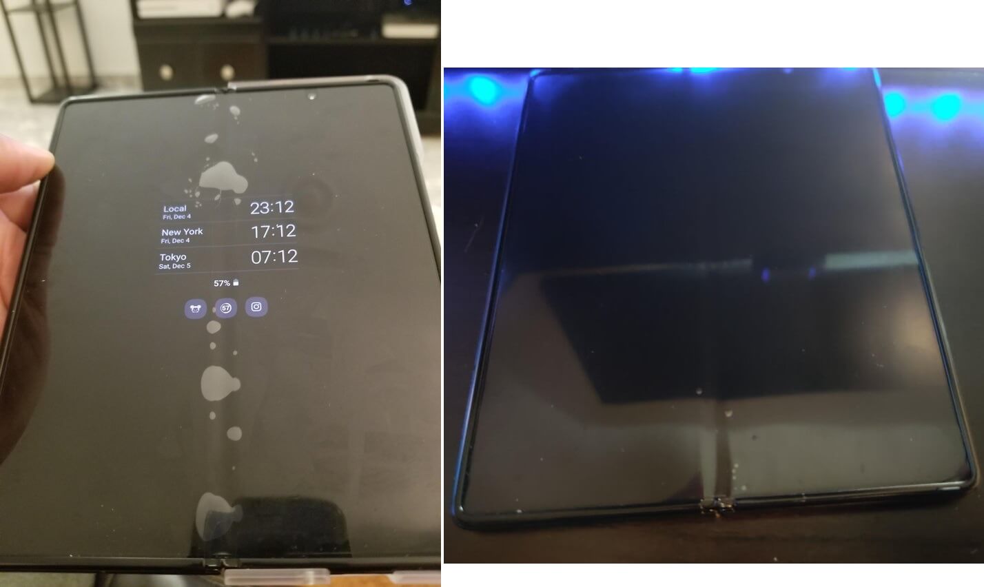 В месте изгиба Samsung Galaxy Z Fold 2 появляются пузырьки воздуха